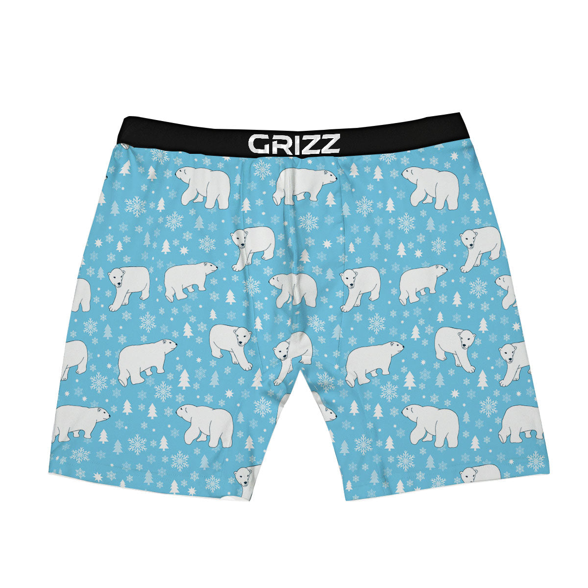Snowflake And Polar Bear Print Pattern Boxer Briefs-grizzshop