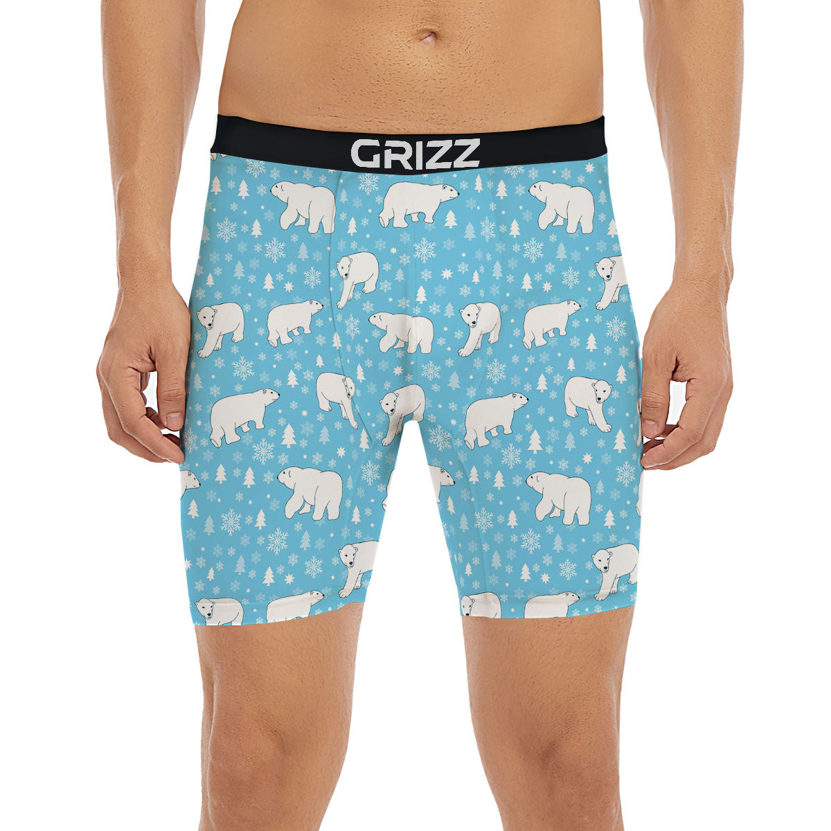 Snowflake And Polar Bear Print Pattern Boxer Briefs-grizzshop