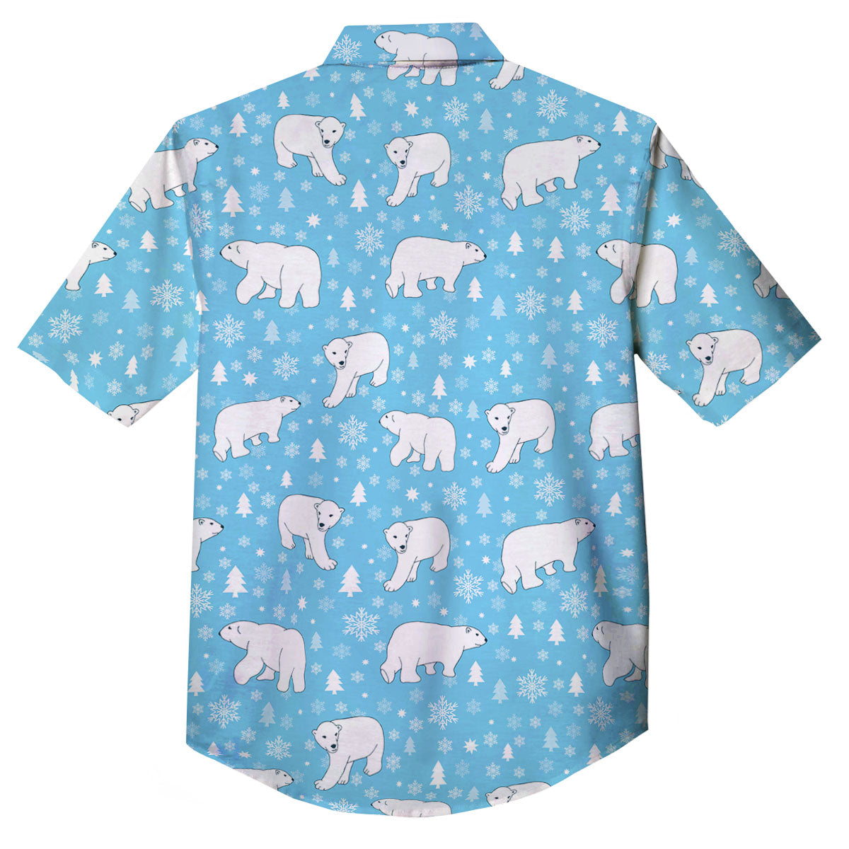 Snowflake And Polar Bear Print Pattern Button Up Shirt-grizzshop