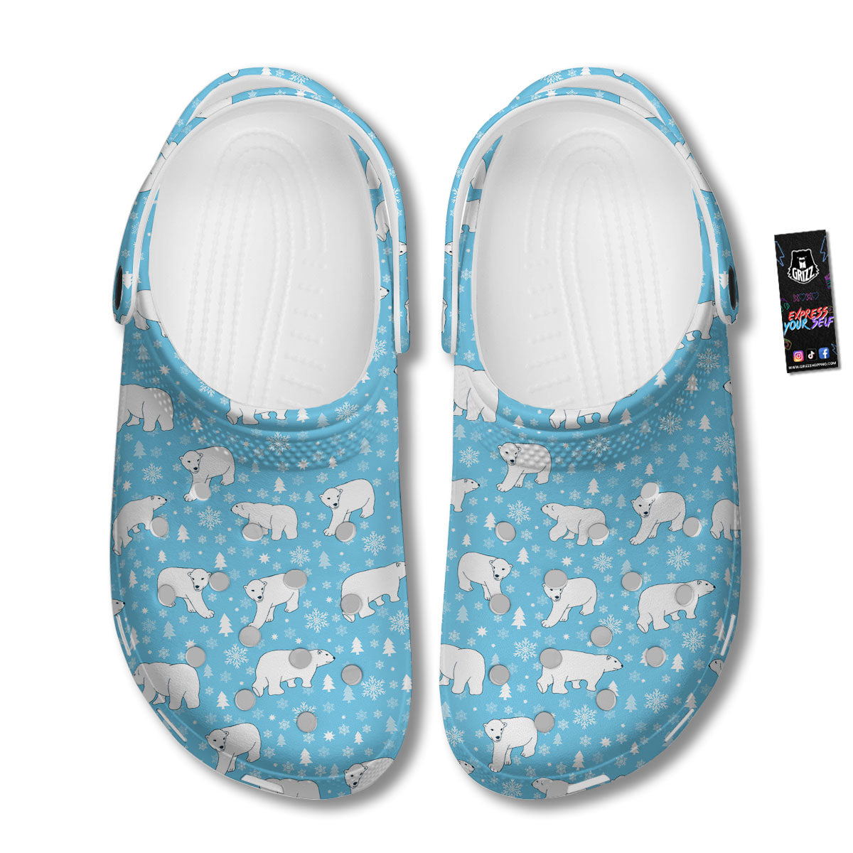 Snowflake And Polar Bear Print Pattern Clog-grizzshop