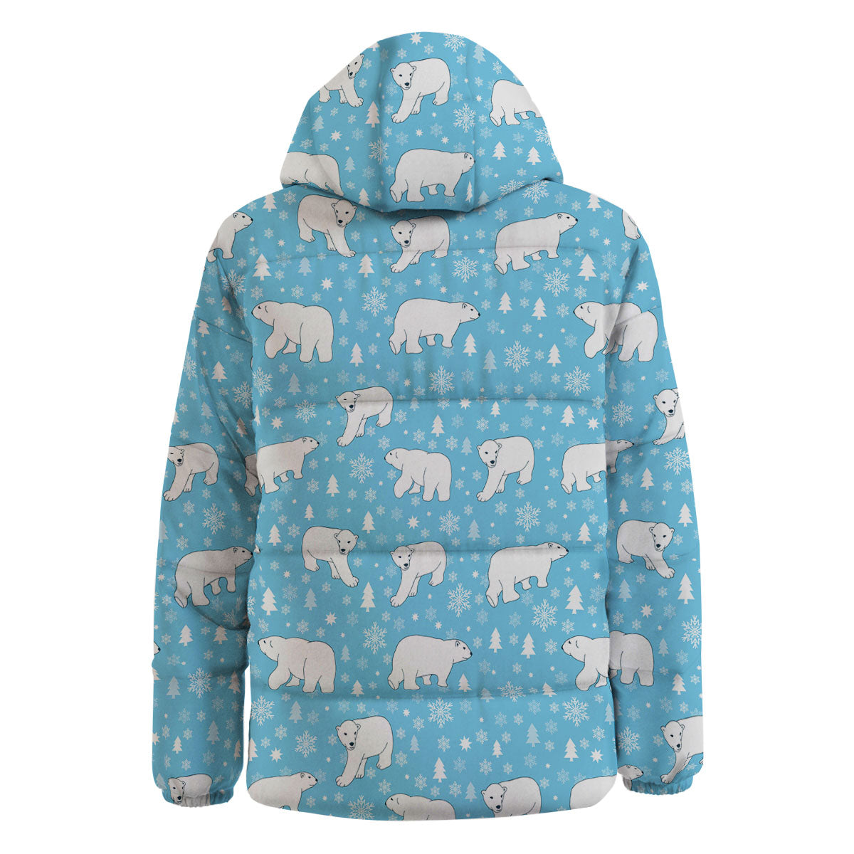 Snowflake And Polar Bear Print Pattern Down Jacket-grizzshop