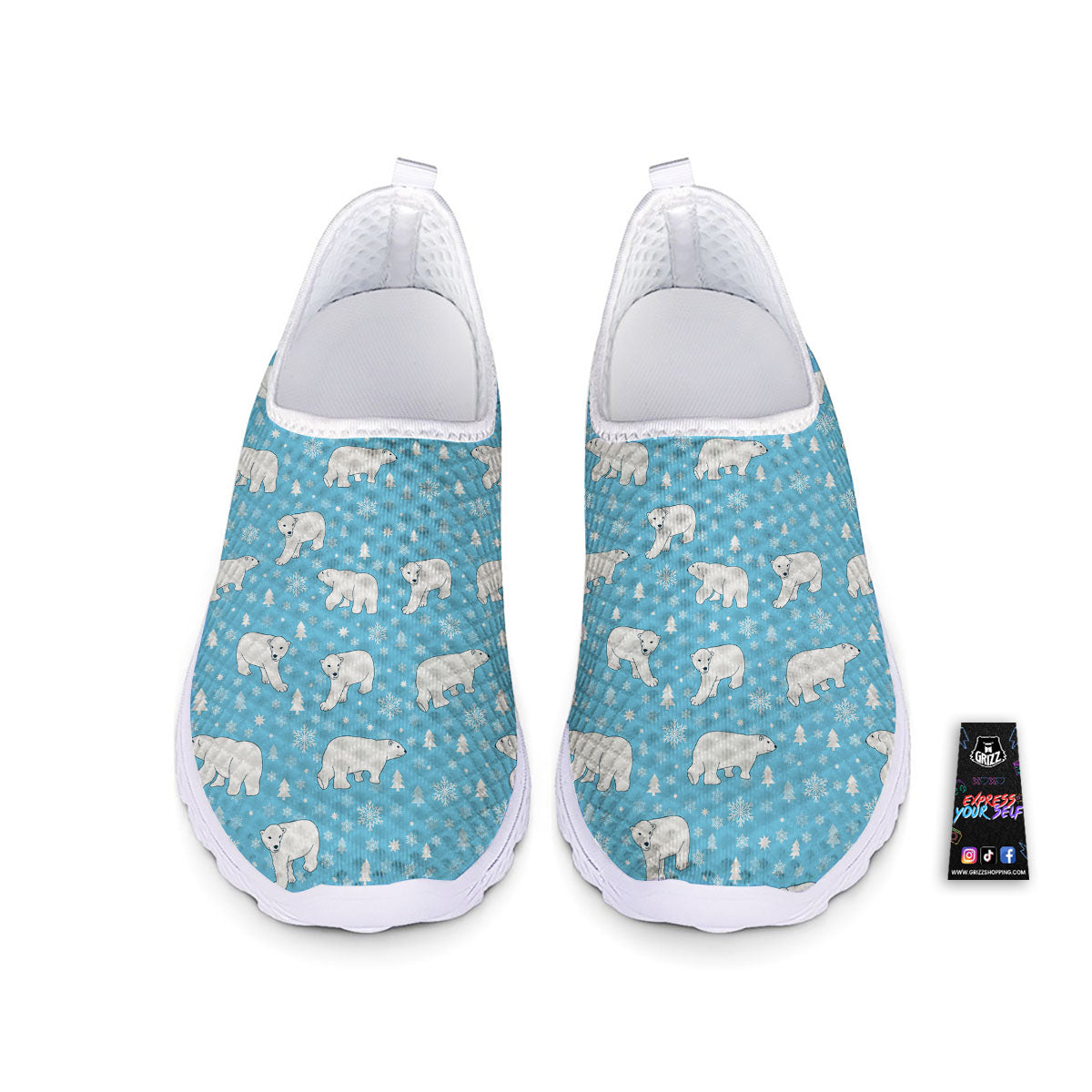 Snowflake And Polar Bear Print Pattern Nurse Shoes-grizzshop
