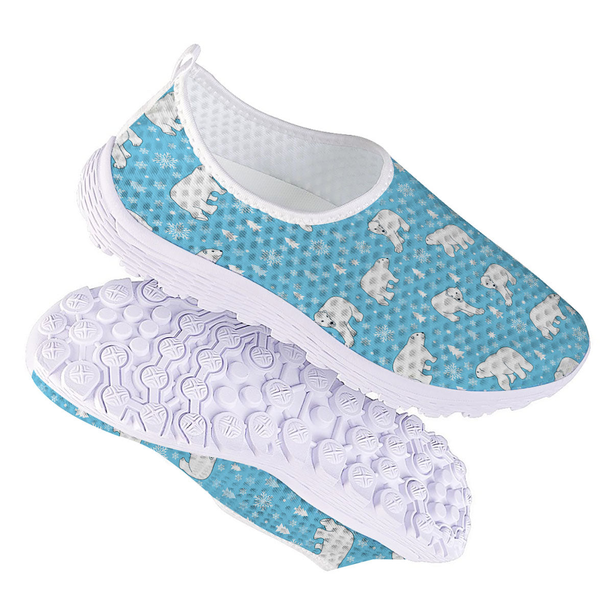 Snowflake And Polar Bear Print Pattern Nurse Shoes-grizzshop