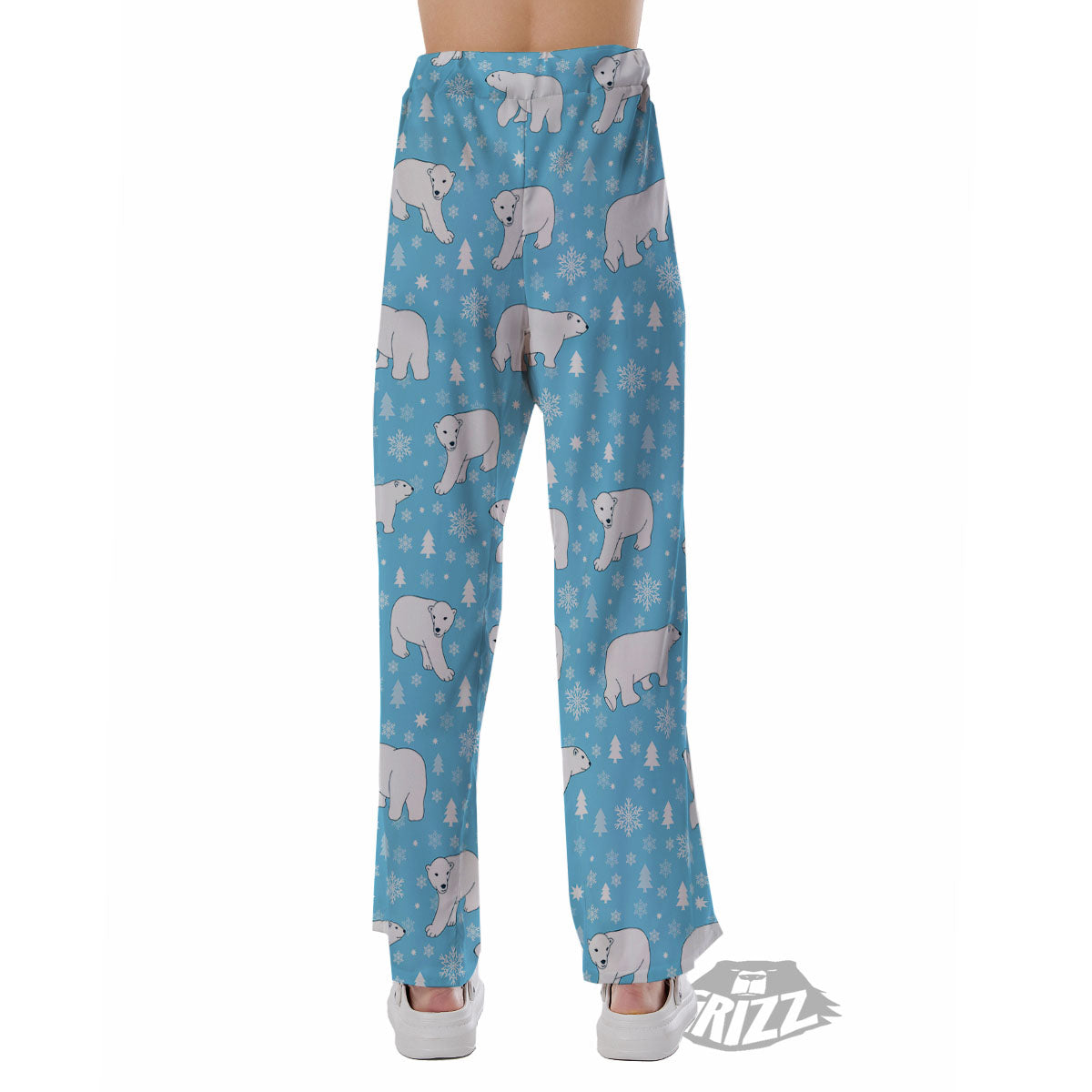 Snowflake And Polar Bear Print Pattern Pajama Pants-grizzshop