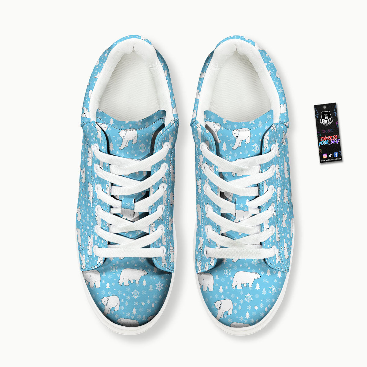 Snowflake And Polar Bear Print Pattern Platform Shoes-grizzshop