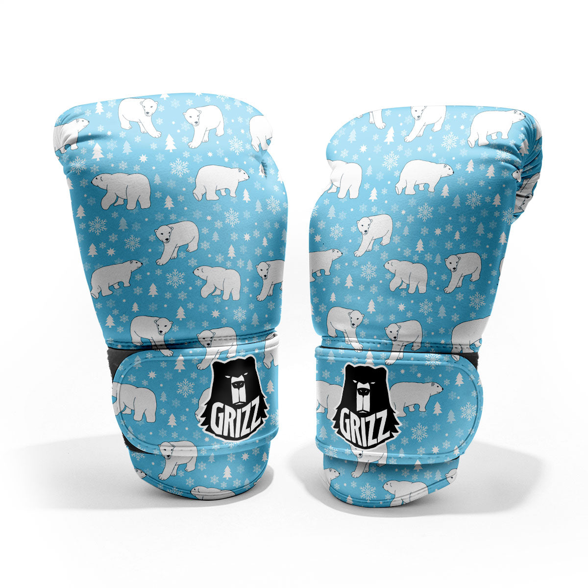 Snowflake And Polar Bear Print Pattern Pro Boxing Glove