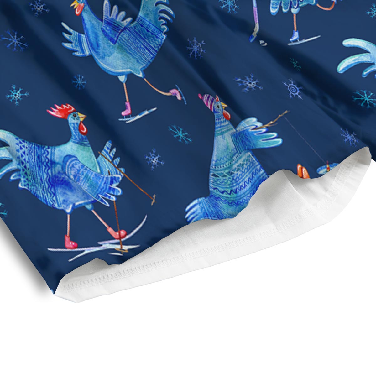 Snowflake And Rooster Print Pattern Men's Athletic Shorts