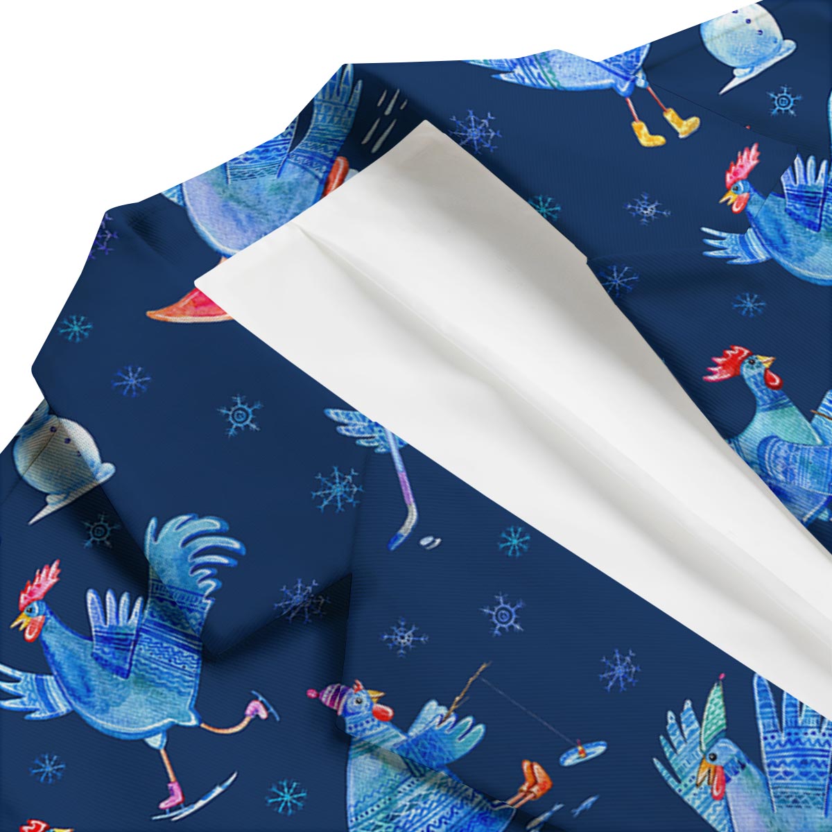 Snowflake And Rooster Print Pattern Men's Blazer-grizzshop