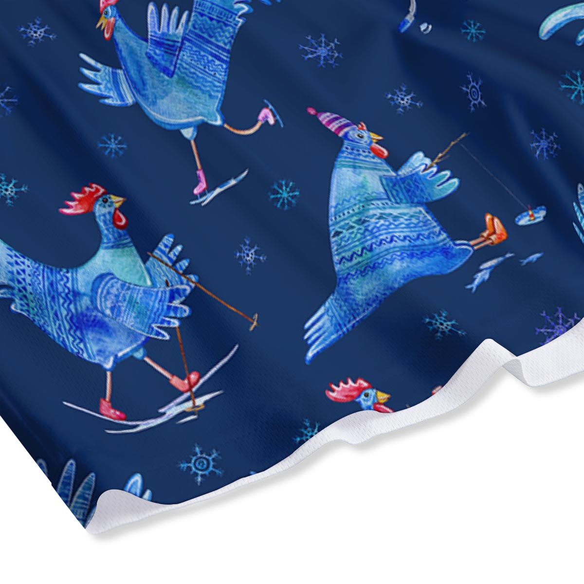 Snowflake And Rooster Print Pattern Mesh Shorts-grizzshop