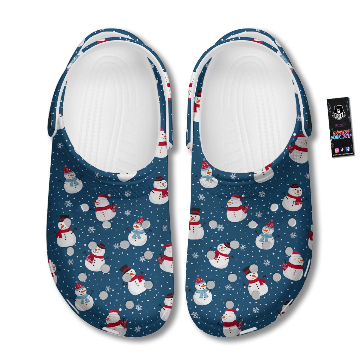 Snowflake And Snowman Print Pattern Clog-grizzshop