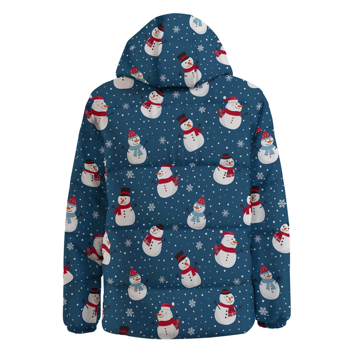 Snowflake And Snowman Print Pattern Down Jacket-grizzshop