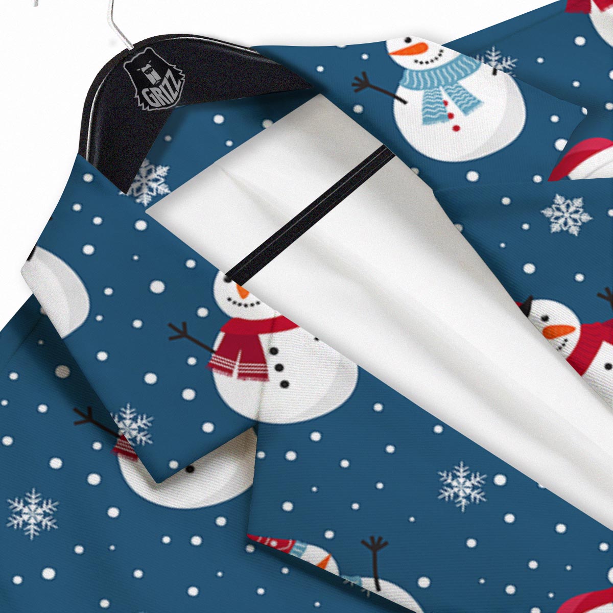 Snowflake And Snowman Print Pattern Men's Sport Coat-grizzshop