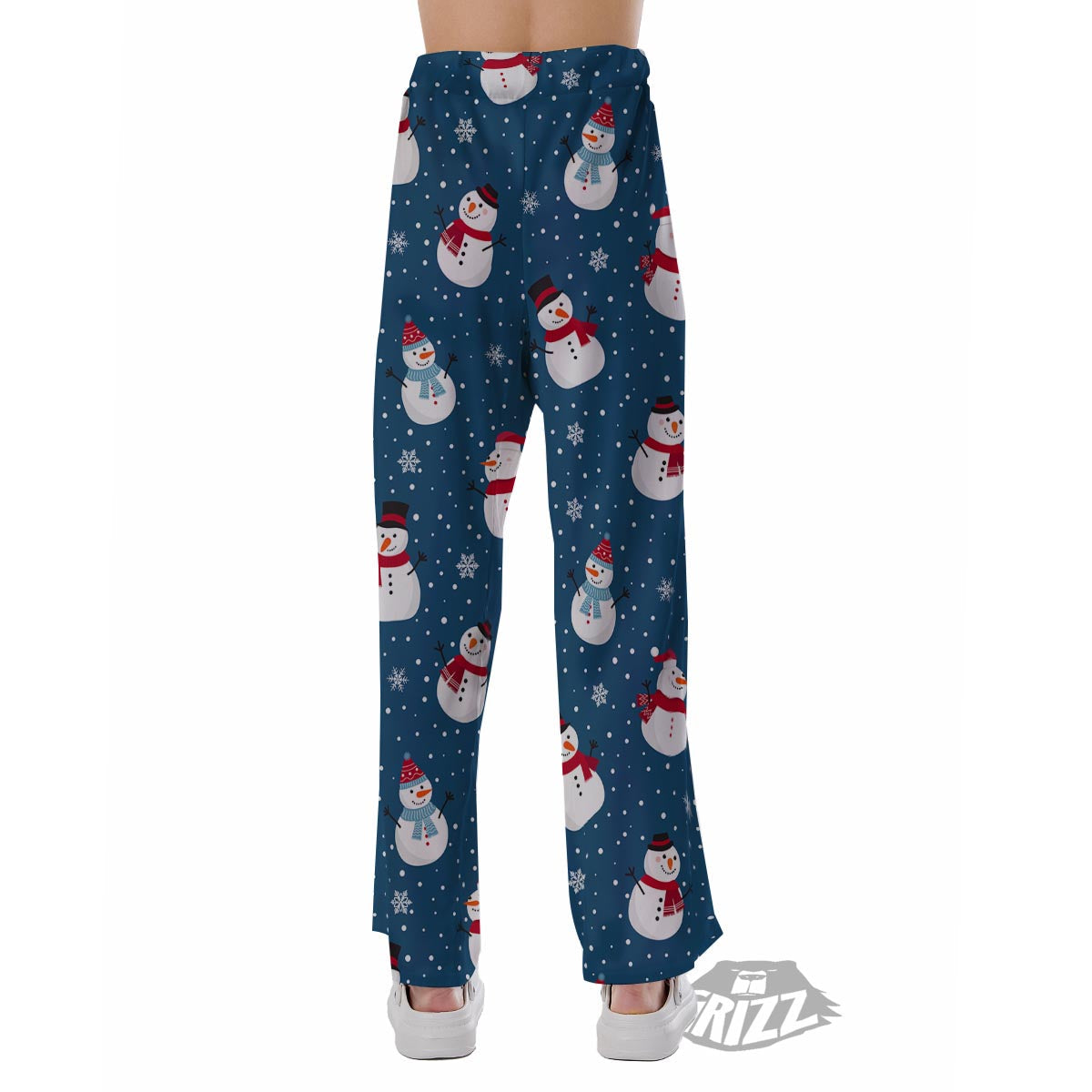 Snowflake And Snowman Print Pattern Pajama Pants-grizzshop