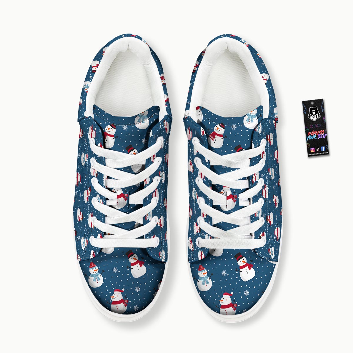 Snowflake And Snowman Print Pattern Platform Shoes-grizzshop