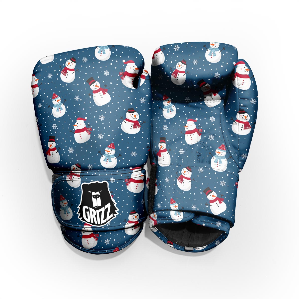 Snowflake And Snowman Print Pattern Pro Boxing Glove
