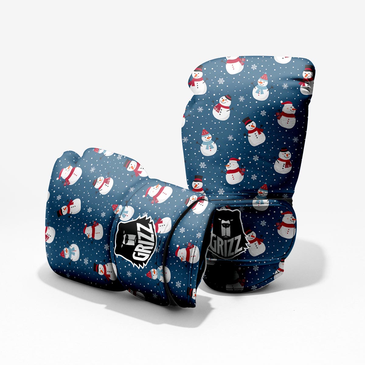Snowflake And Snowman Print Pattern Pro Boxing Glove