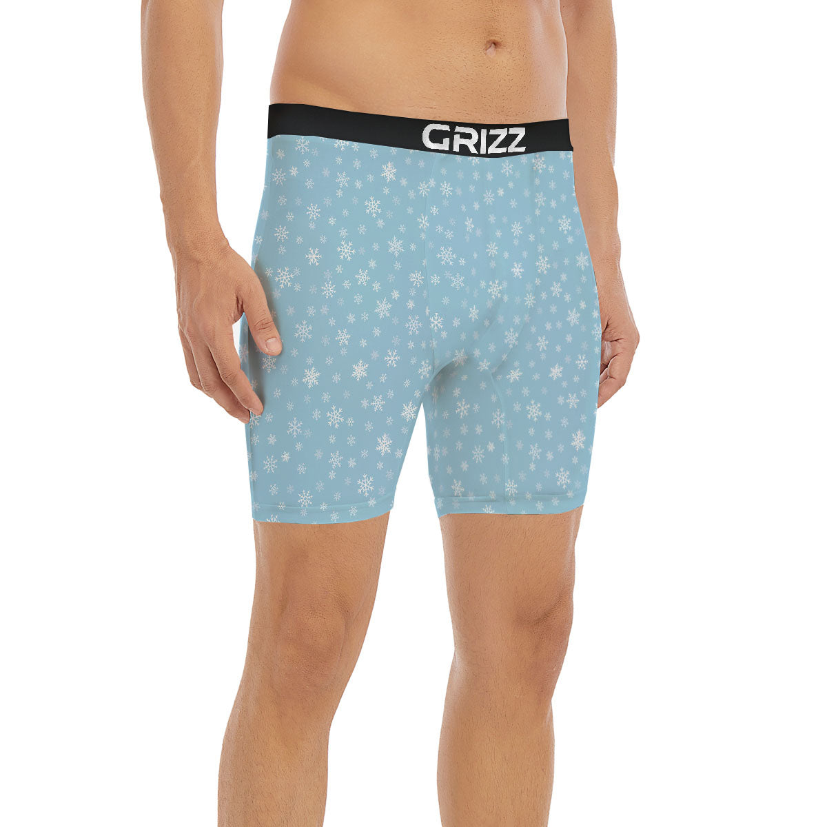Snowflake Blue Print Pattern Boxer Briefs-grizzshop