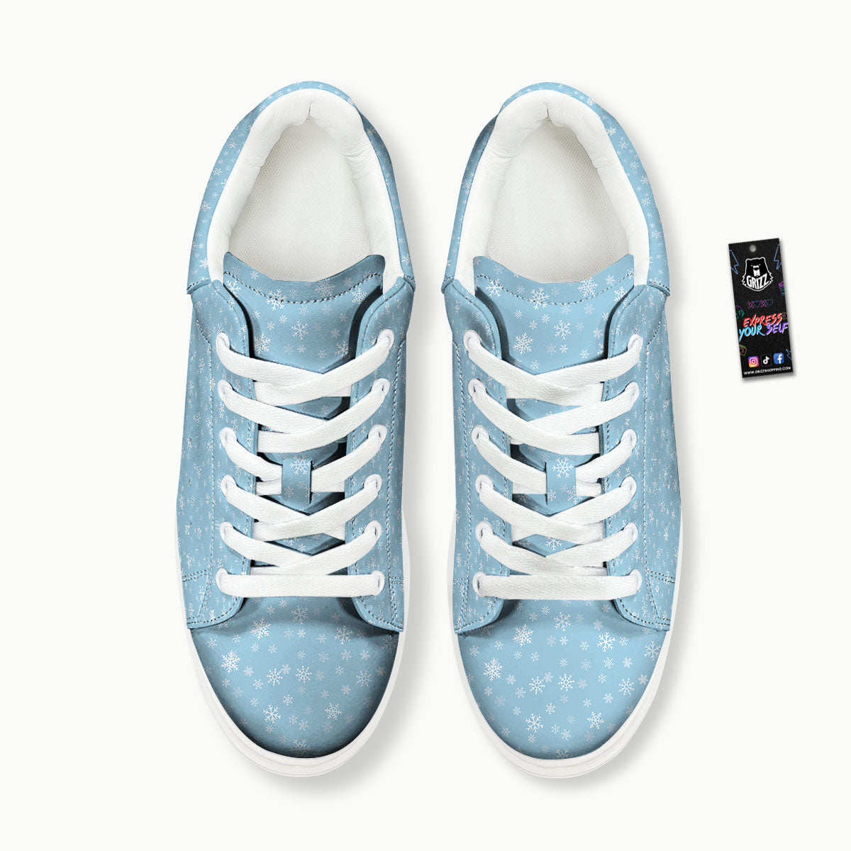 Snowflake Blue Print Pattern Platform Shoes-grizzshop