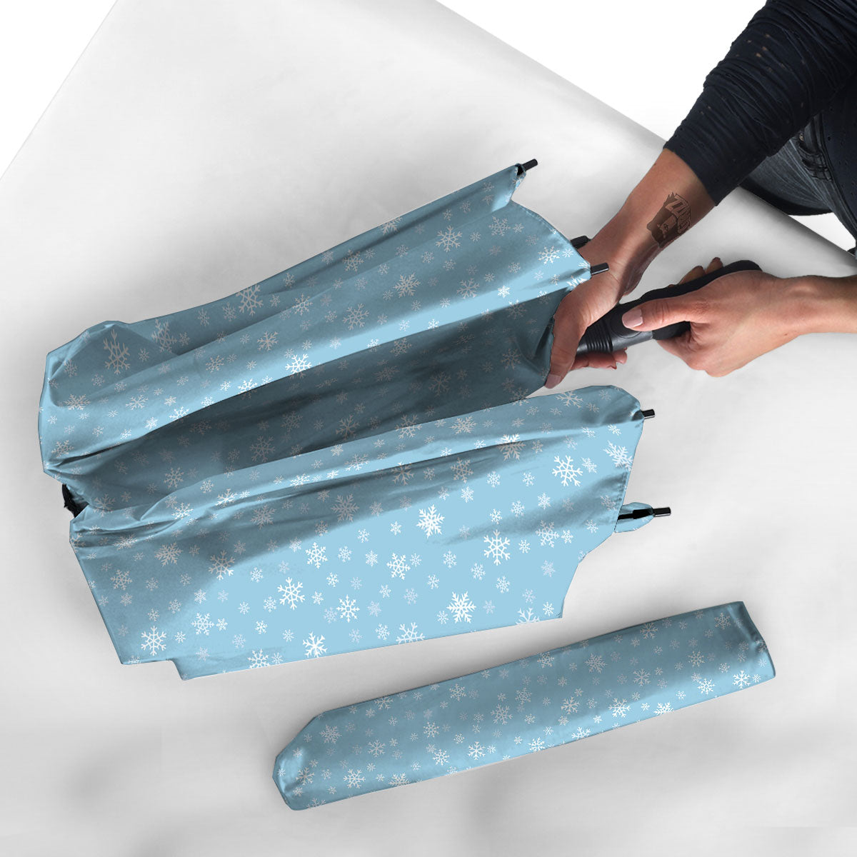 Snowflake Blue Print Pattern Umbrella-grizzshop