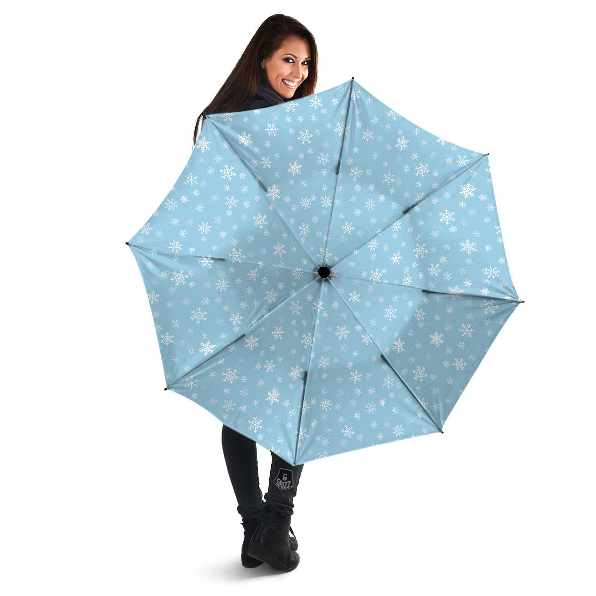 Snowflake Blue Print Pattern Umbrella-grizzshop