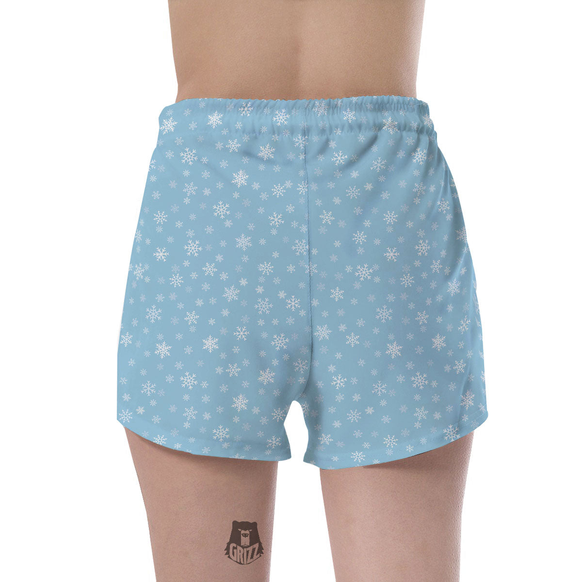 Snowflake Blue Print Pattern Women's Shorts-grizzshop