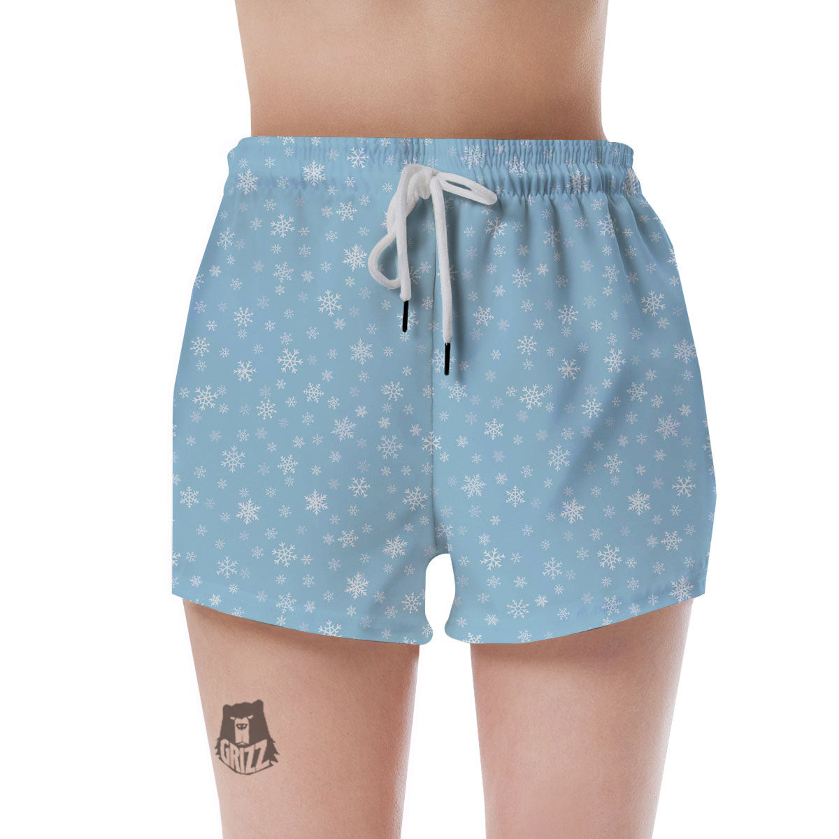 Snowflake Blue Print Pattern Women's Shorts-grizzshop