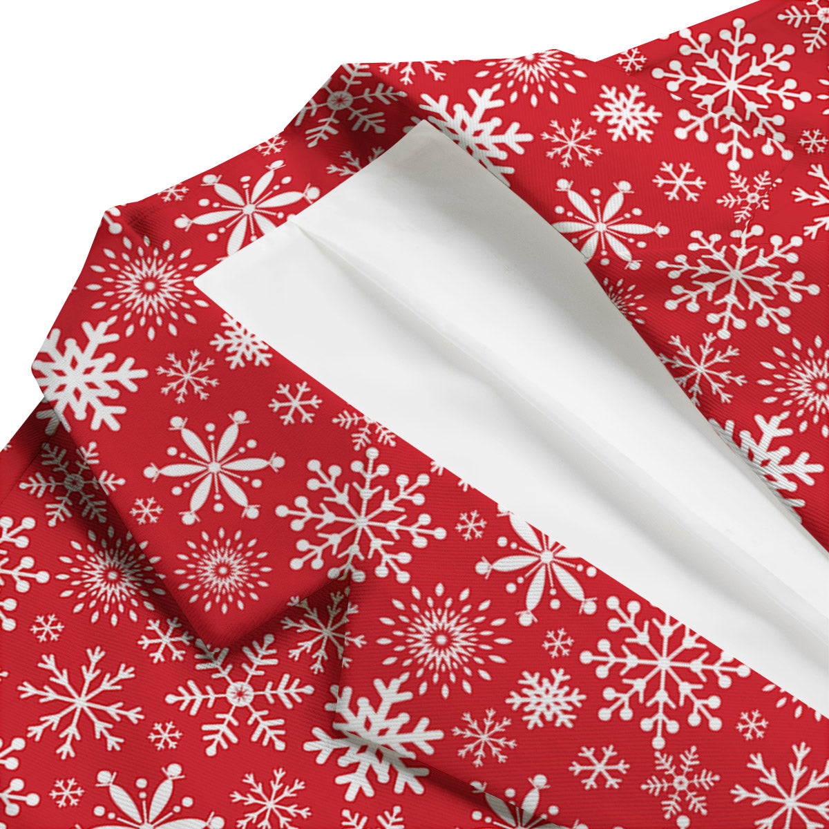 Snowflake Christmas Print Men's Blazer-grizzshop