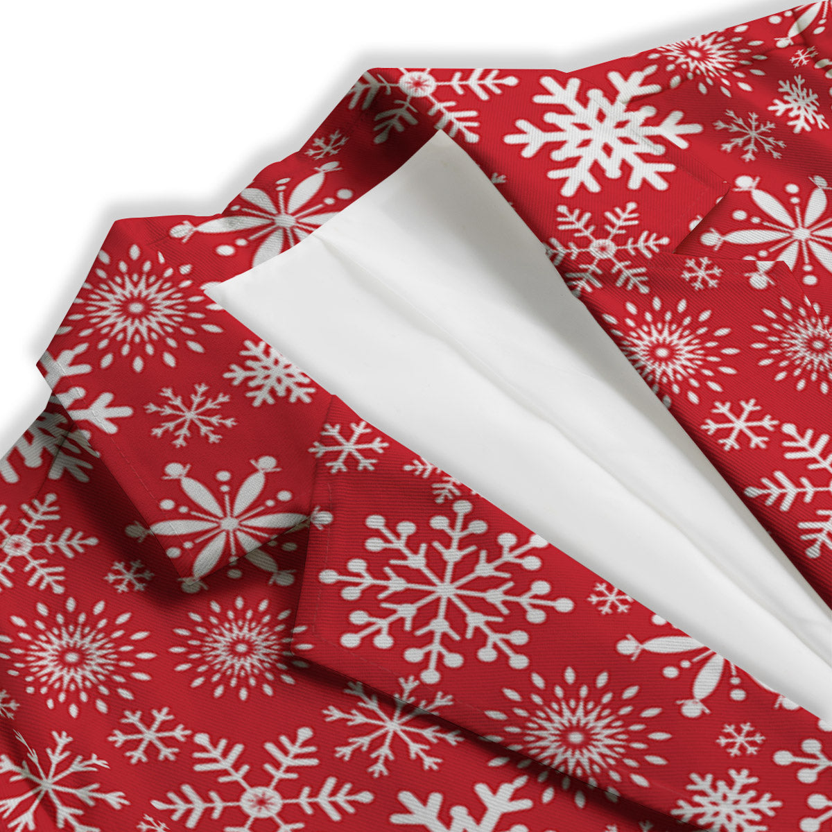 Snowflake Christmas Print Women's Blazer-grizzshop