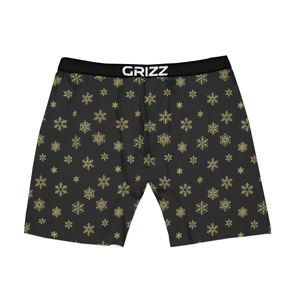 Snowflake Gold And Black Print Pattern Boxer Briefs-grizzshop