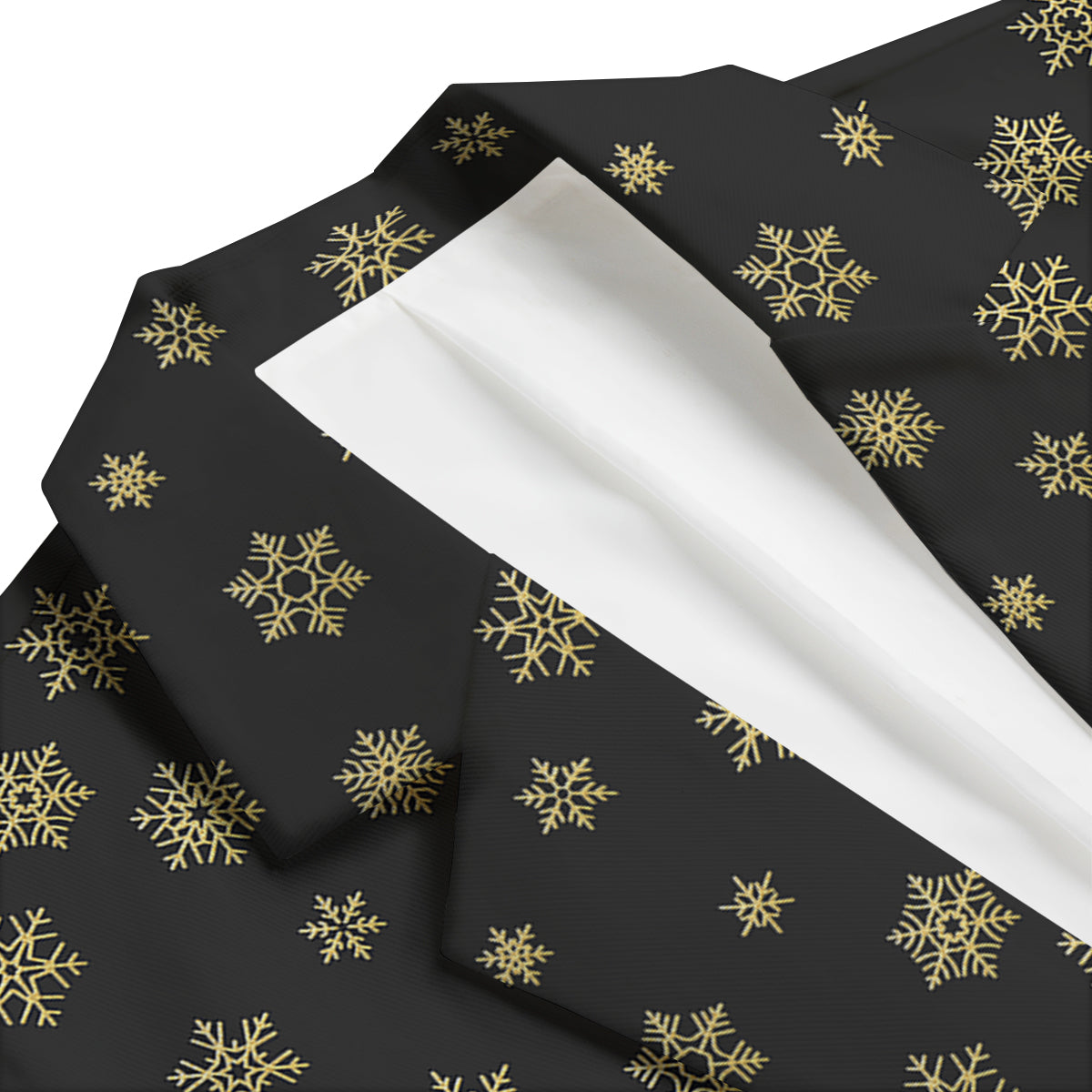 Snowflake Gold And Black Print Pattern Men's Blazer-grizzshop