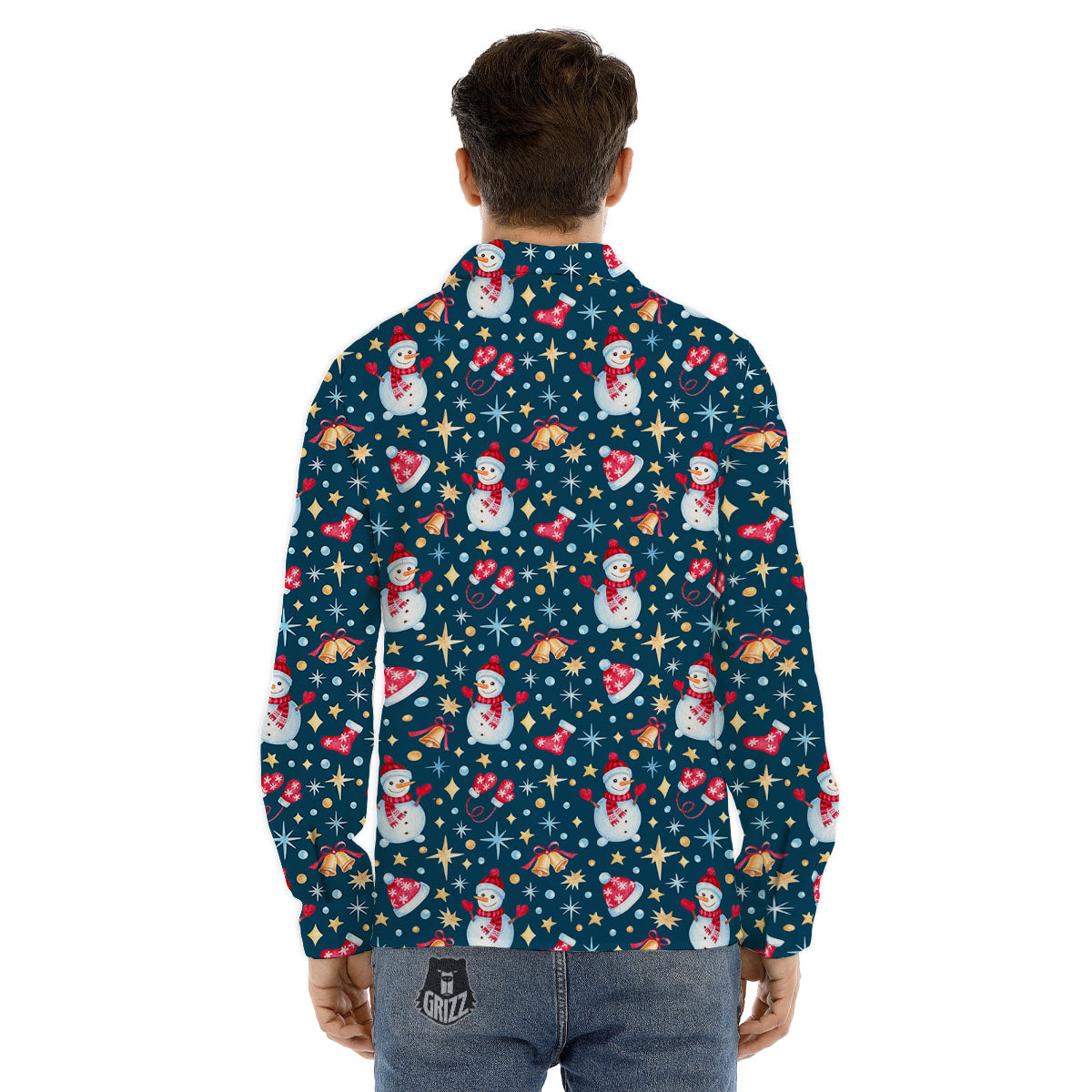 Snowflake Gold And Black Print Pattern Men's Dress Shirts-grizzshop