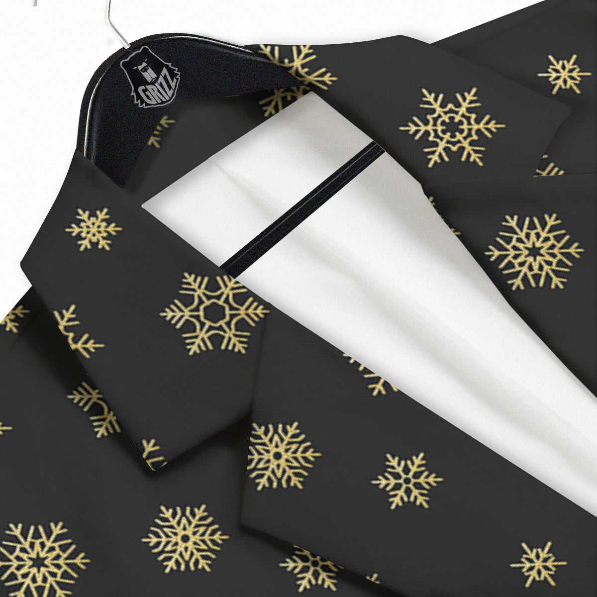 Snowflake Gold And Black Print Pattern Men's Sport Coat-grizzshop