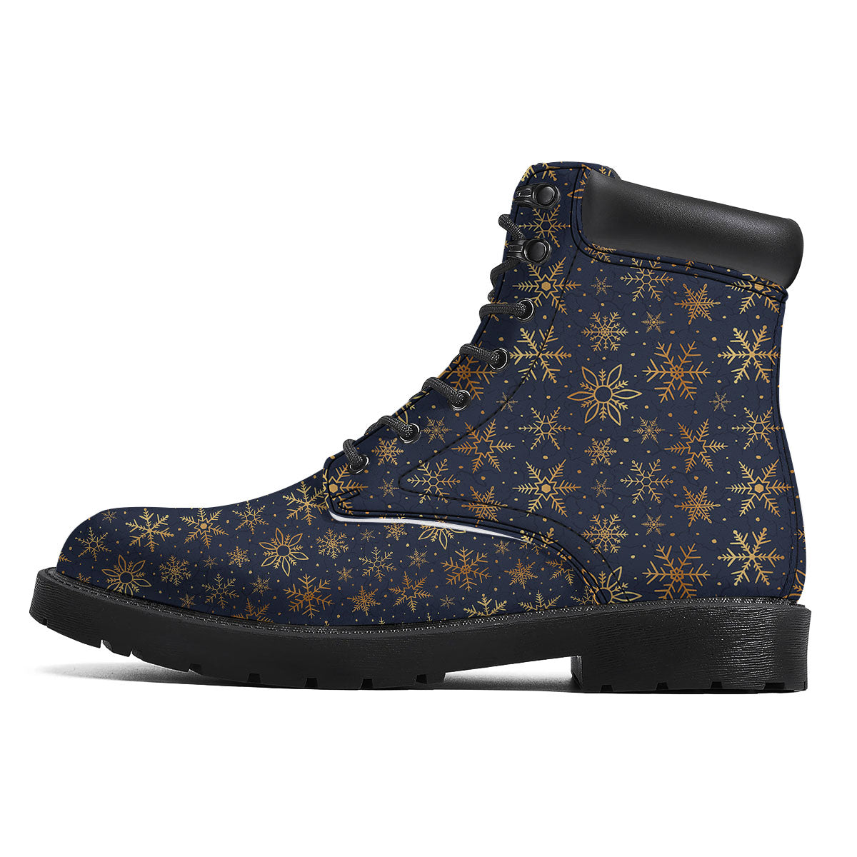 Snowflake Golden Print Boots-grizzshop