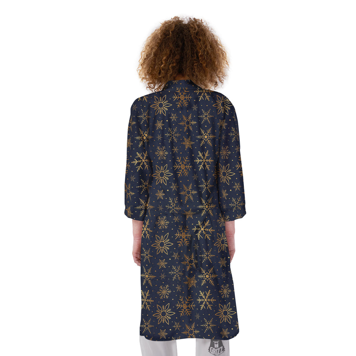 Snowflake Golden Print Kimono-grizzshop
