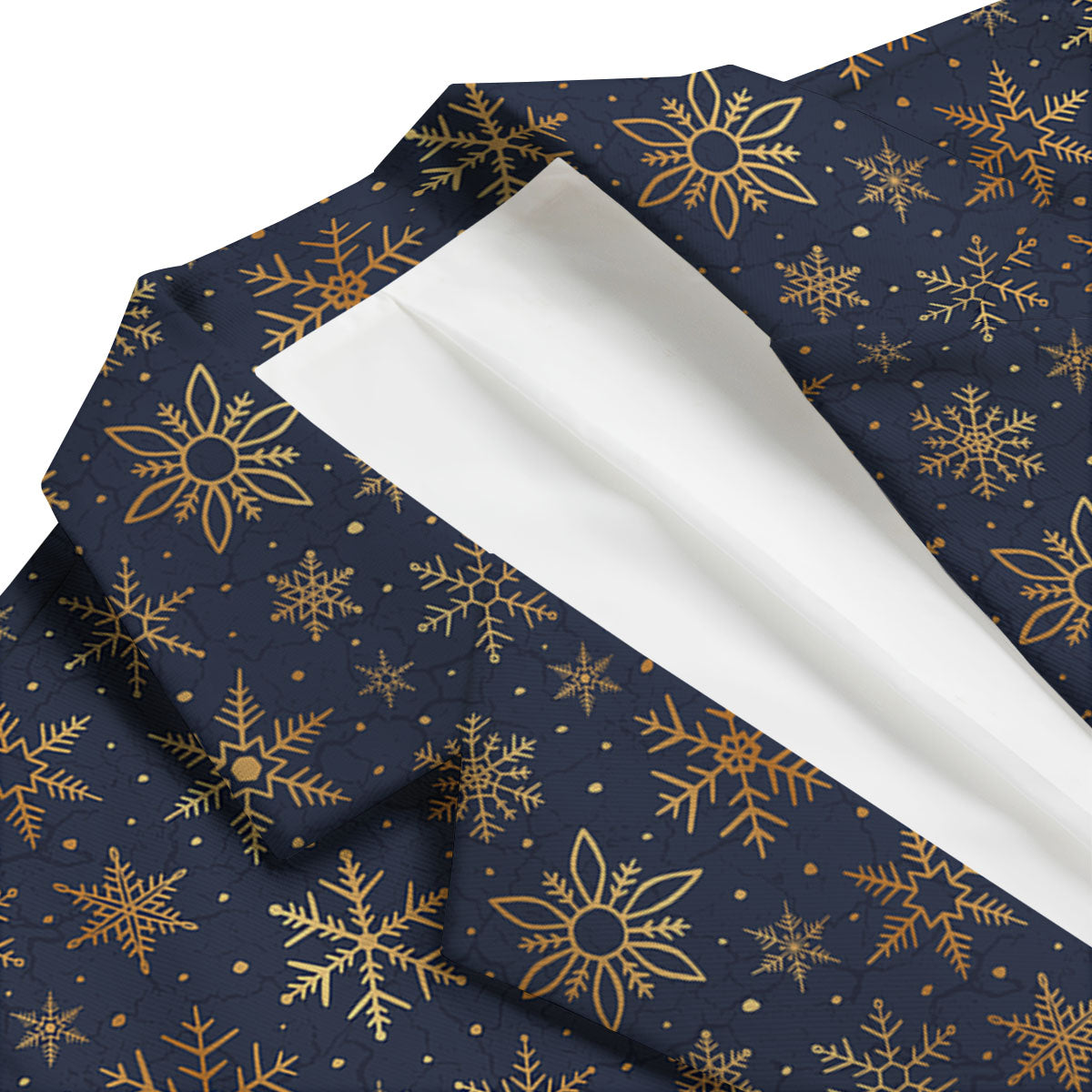 Snowflake Golden Print Men's Blazer-grizzshop