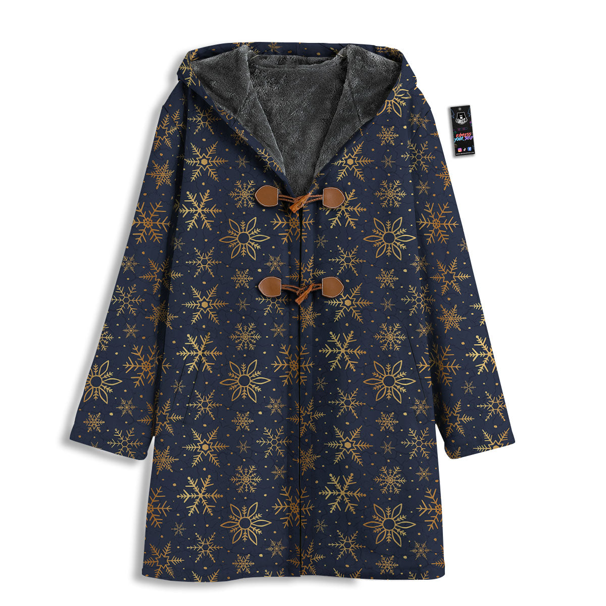 Snowflake Golden Print Men's Windbreaker Jacket-grizzshop