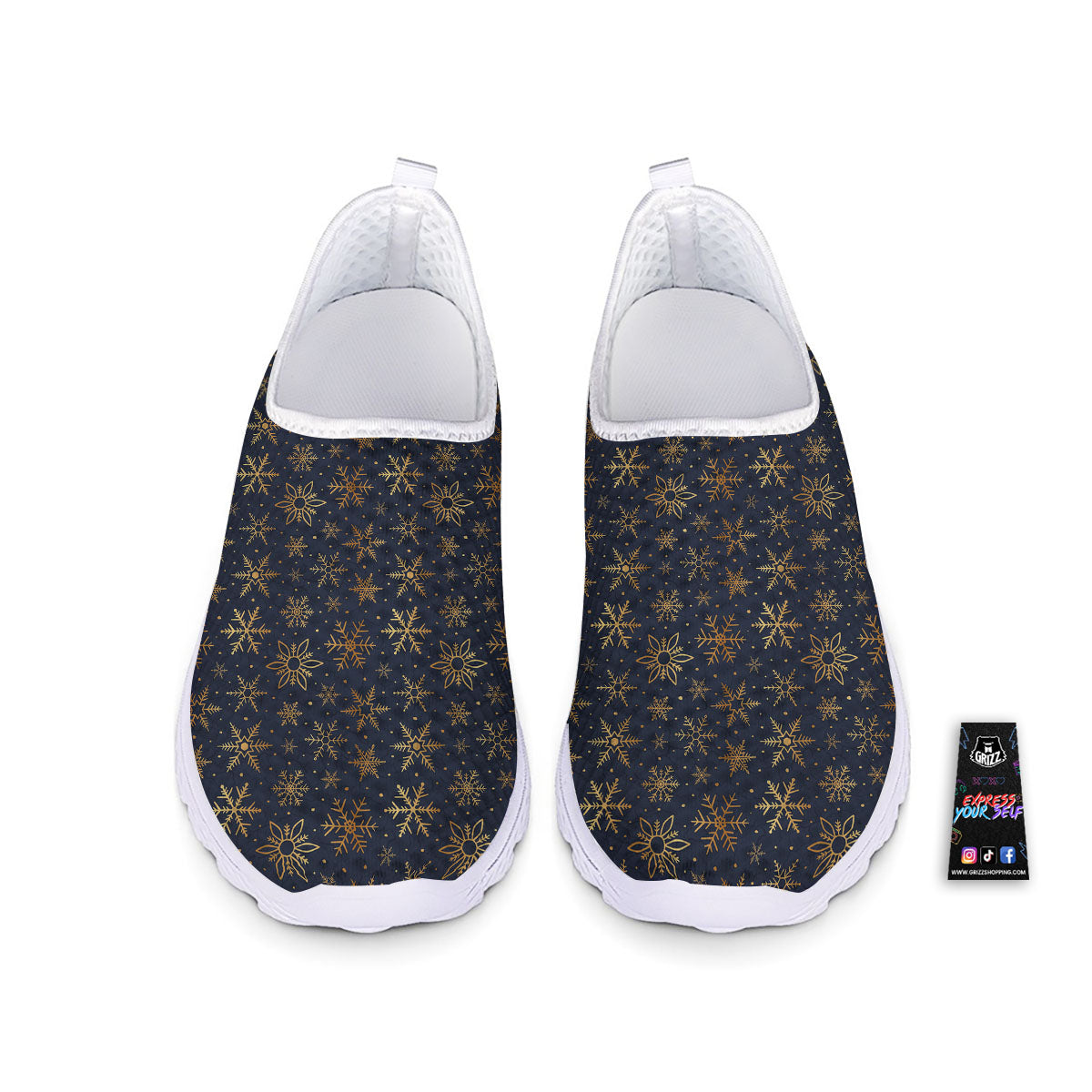 Snowflake Golden Print Nurse Shoes-grizzshop