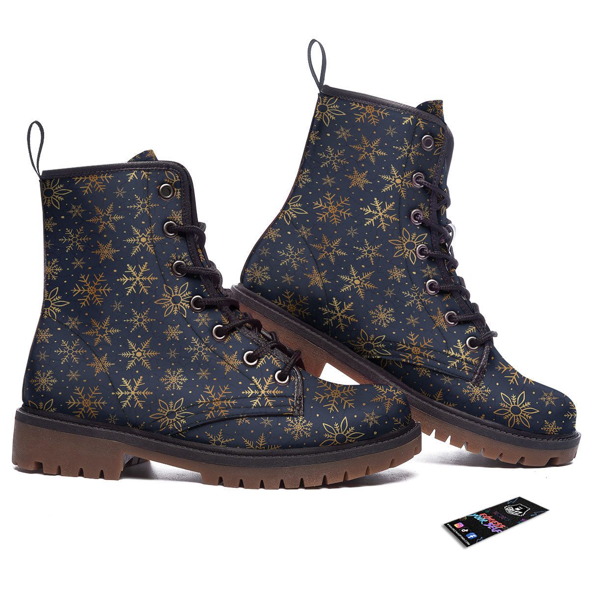 Snowflake Golden Print Work Boots-grizzshop