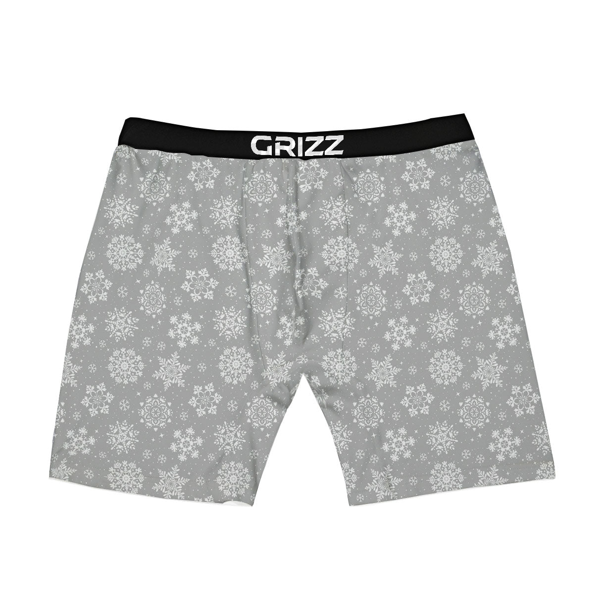 Snowflake Grey And White Print Pattern Boxer Briefs-grizzshop