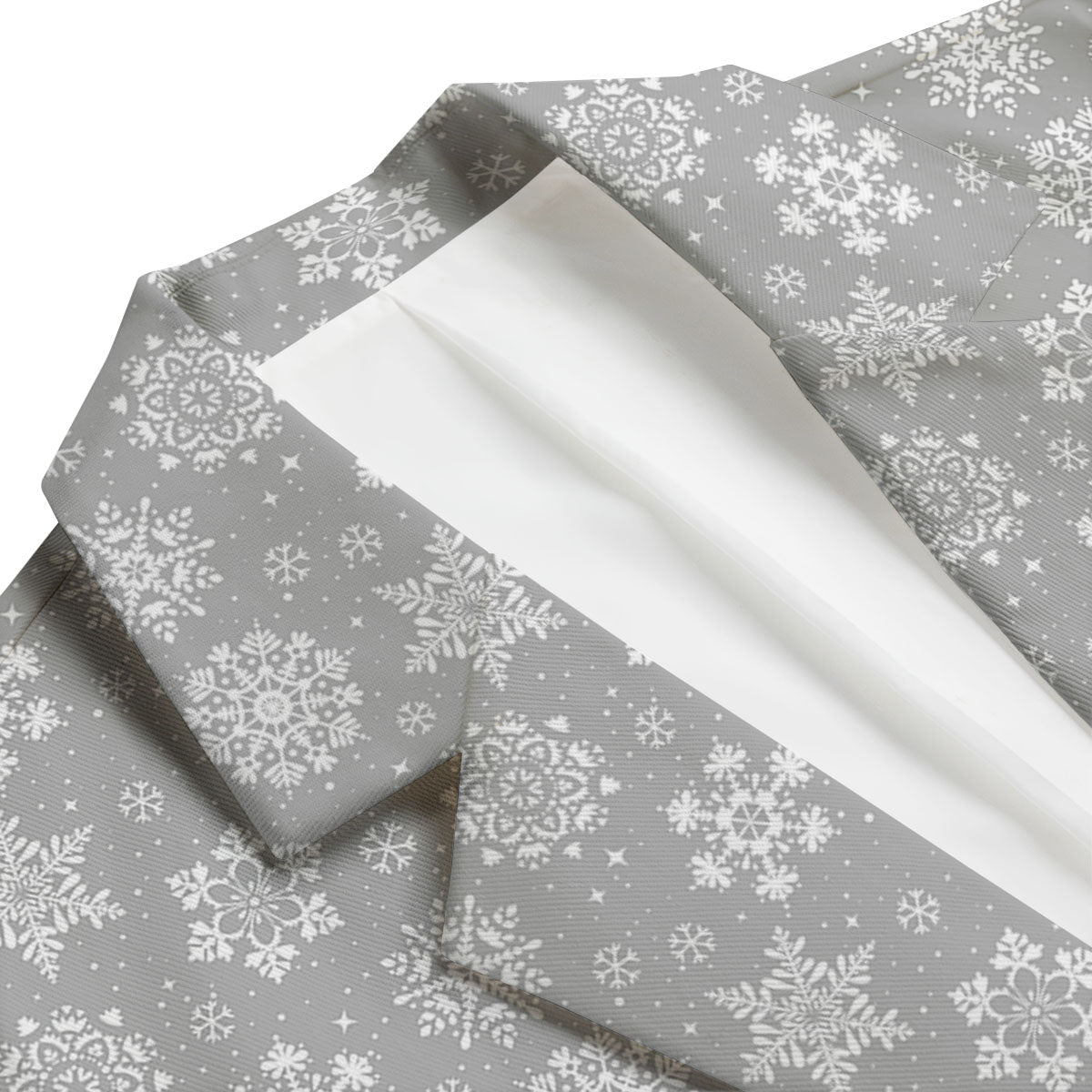 Snowflake Grey And White Print Pattern Men's Blazer-grizzshop