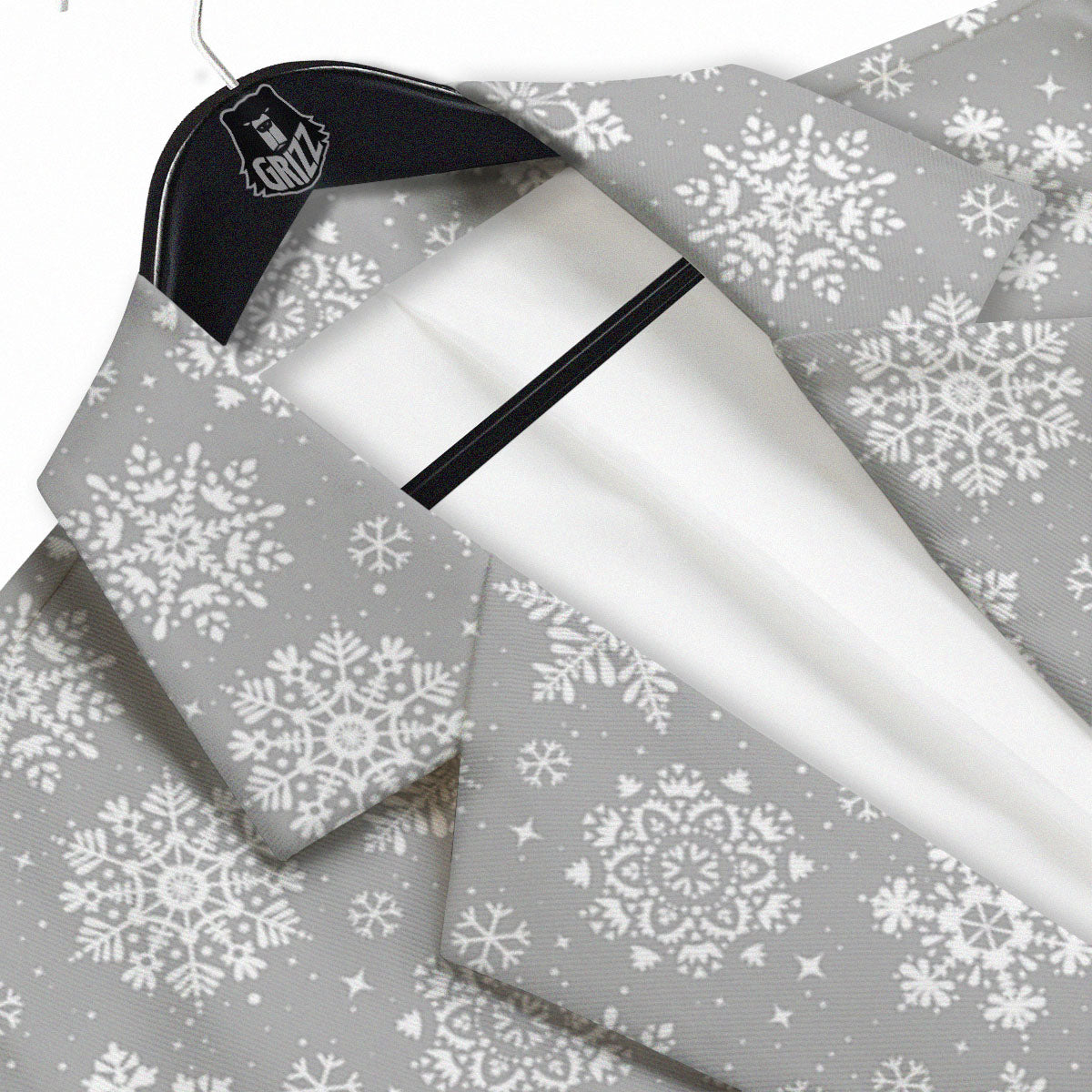 Snowflake Grey And White Print Pattern Men's Sport Coat-grizzshop