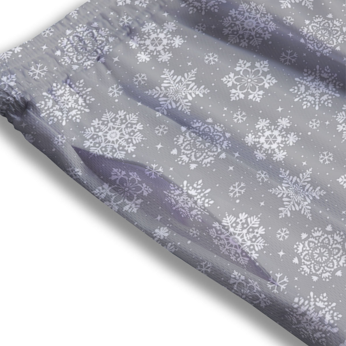 Snowflake Grey And White Print Pattern Mesh Shorts