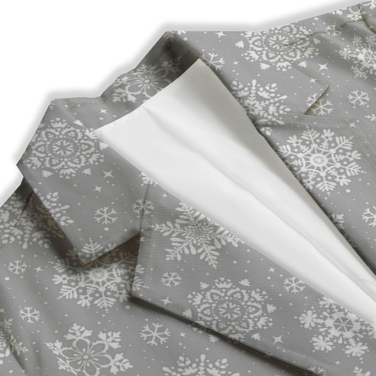 Snowflake Grey And White Print Pattern Women's Blazer-grizzshop