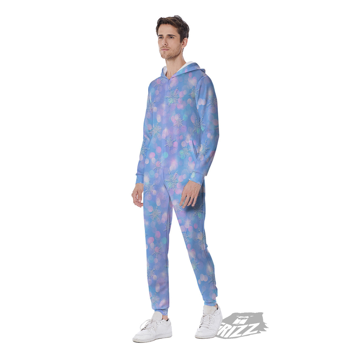 Snowflake Pastel Color Print Pattern Men's Jumpsuit-grizzshop