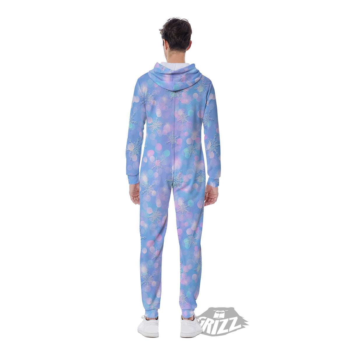 Snowflake Pastel Color Print Pattern Men's Jumpsuit-grizzshop