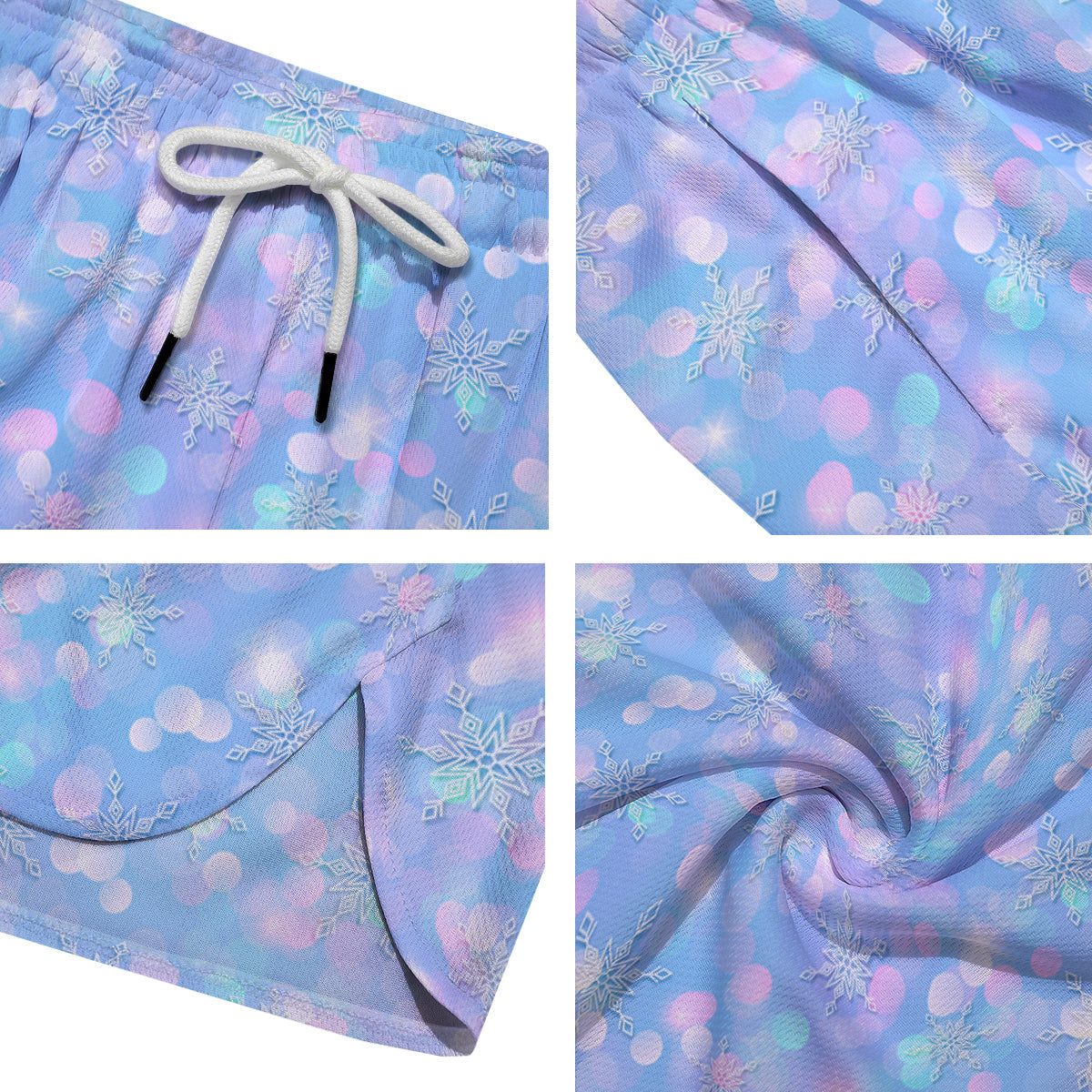 Snowflake Pastel Color Print Pattern Men's Running Shorts-grizzshop