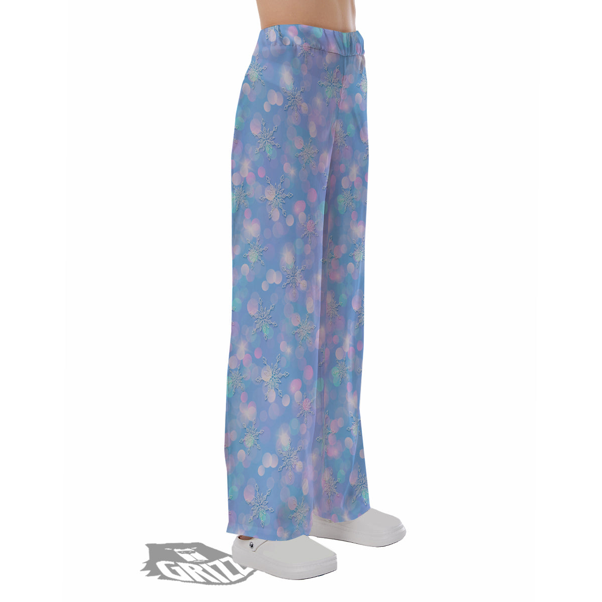 Snowflake Pastel Color Print Pattern Pajama Pants-grizzshop