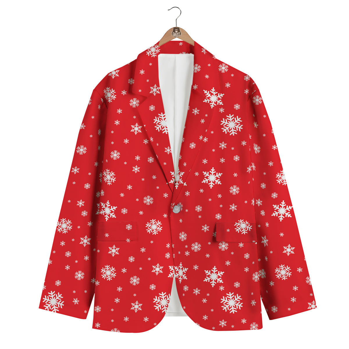 Snowflake Print Pattern Men's Blazer-grizzshop
