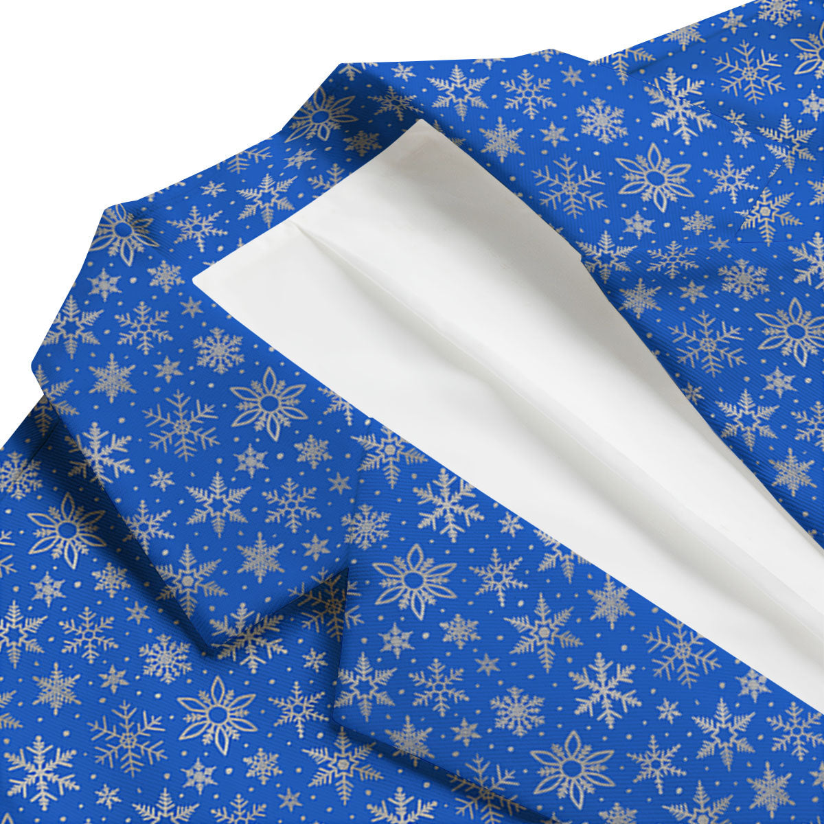 Snowflake Silver And Blue Print Pattern Men's Blazer-grizzshop