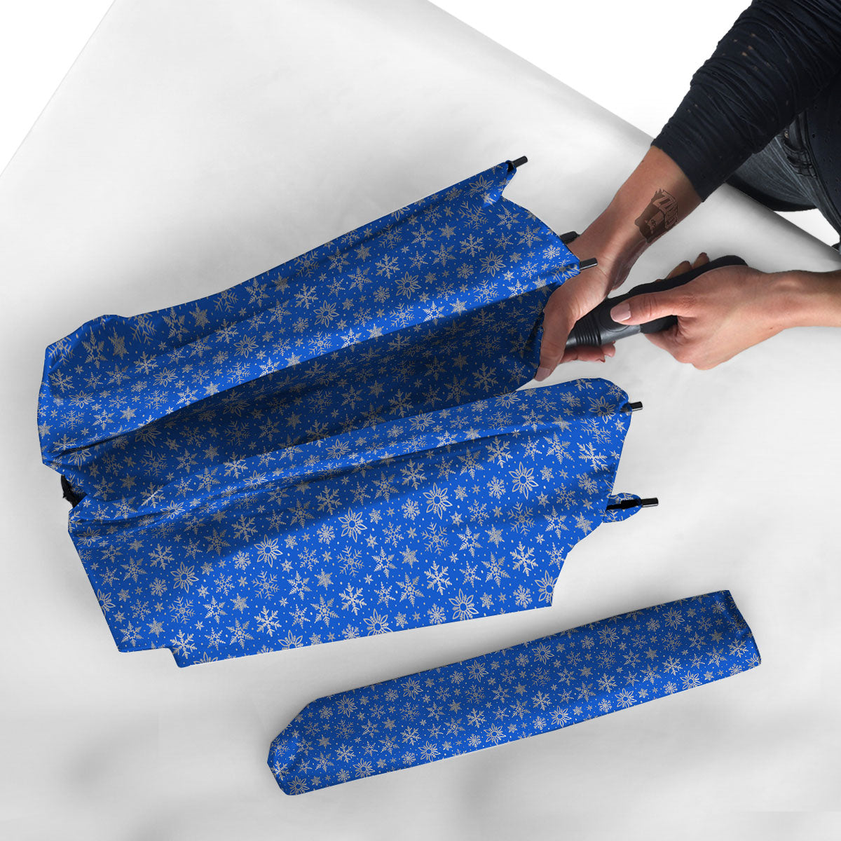 Snowflake Silver And Blue Print Pattern Umbrella-grizzshop